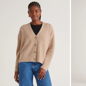 Quince Mongolian Cashmere Fisherman Cropped Cardigan Sweater EUC